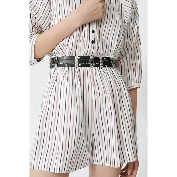 NWT Maje Amino Black Stud Leather Belt SZ 3 Large Decorative Crystal Adjustable - Picture 2 of 11